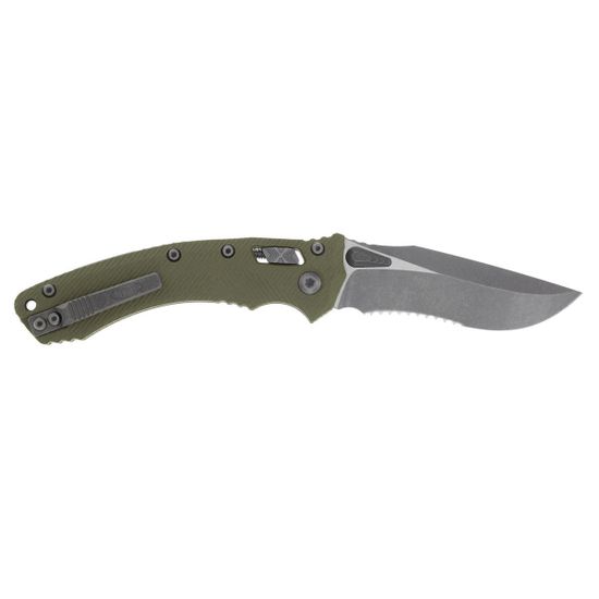 Нож Microtech 137RL-11APFLGTOD Amphibian Ram-Lok S/E - нож складной, зелен. рук-ть G10/Fulted, апокалиптик. 1/2