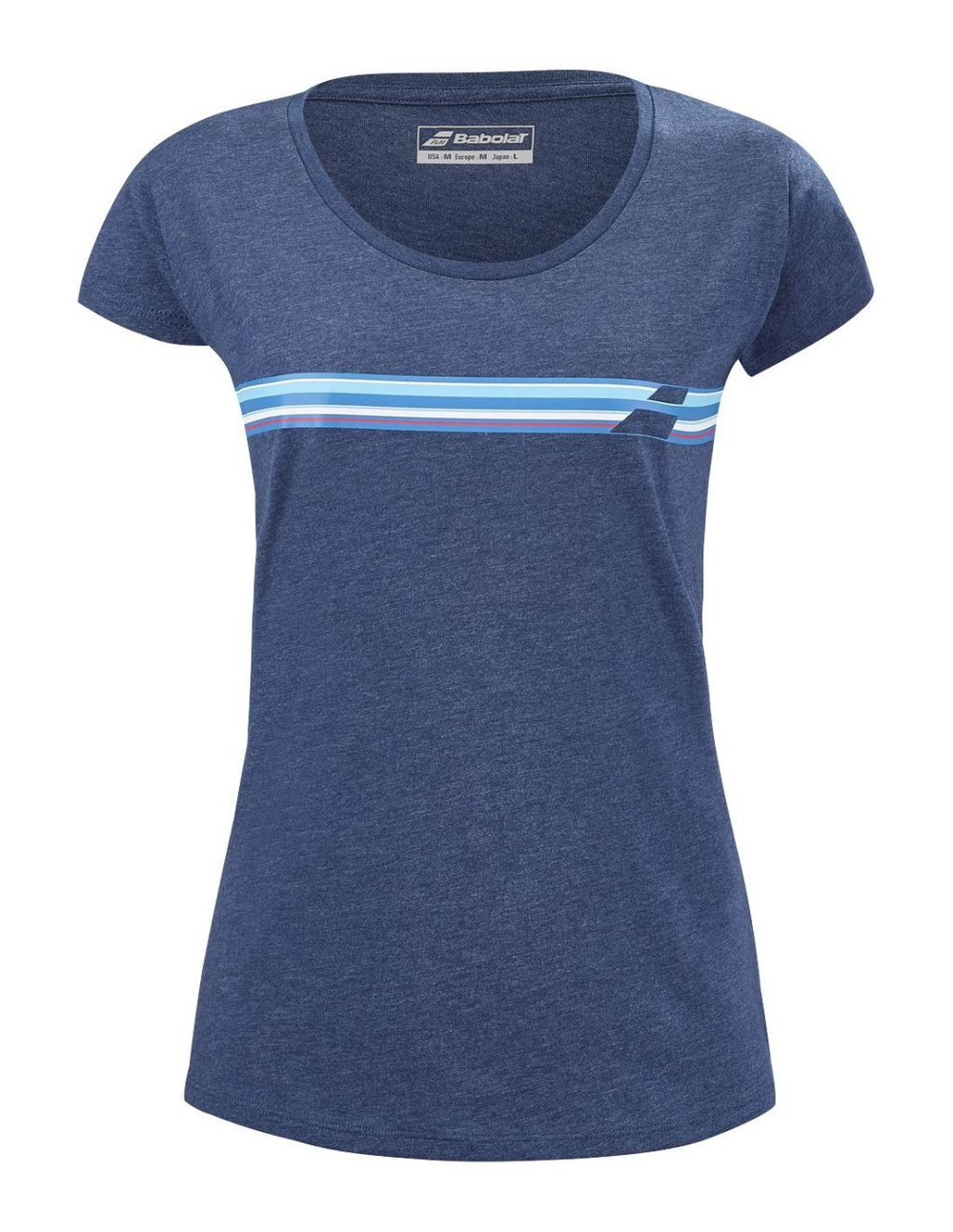 Женская теннисная футболка Babolat Exercise Stripes Tee W - Blue