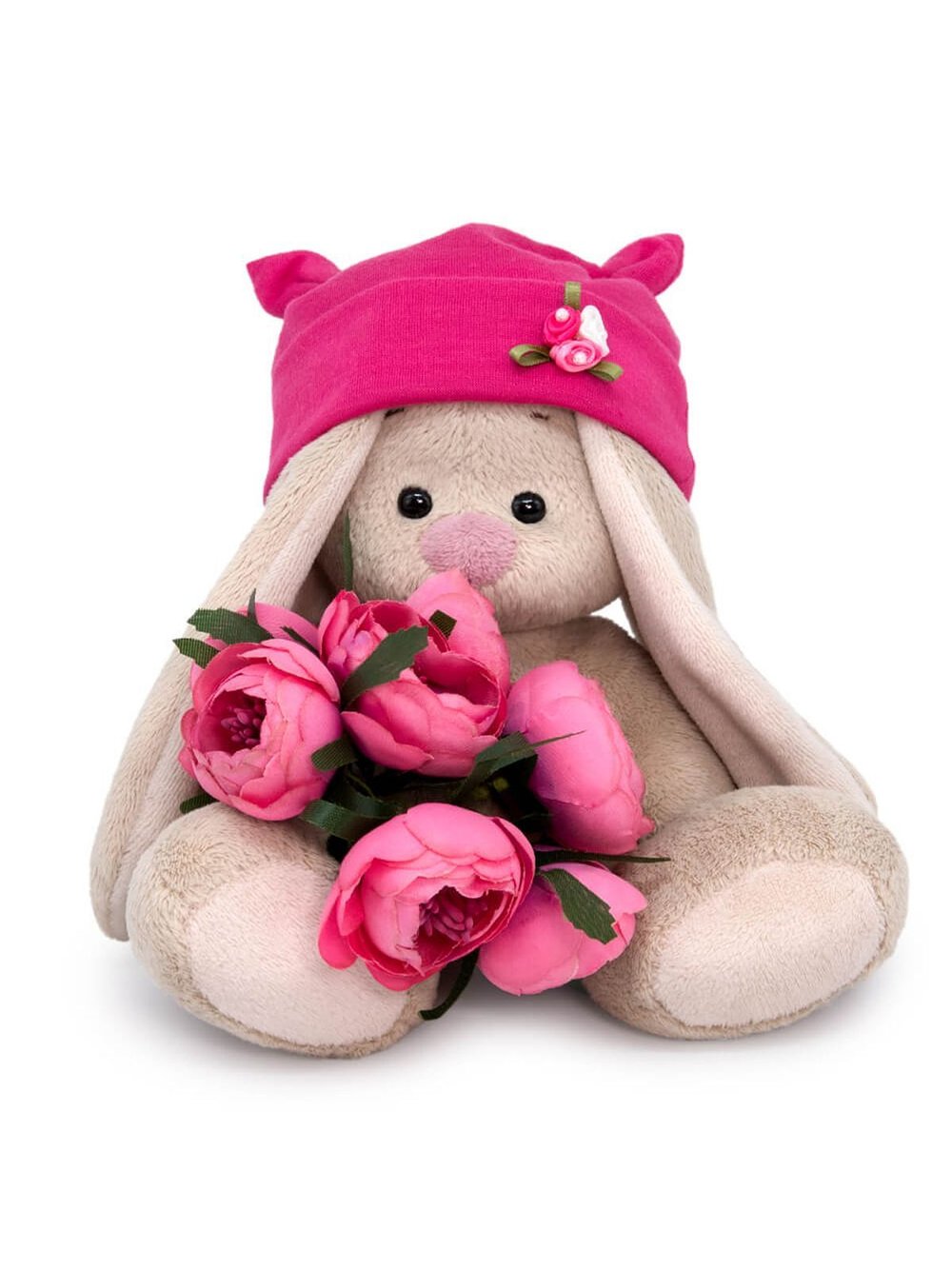 Мягкая игрушка Зайка Ми с букетом 15 см