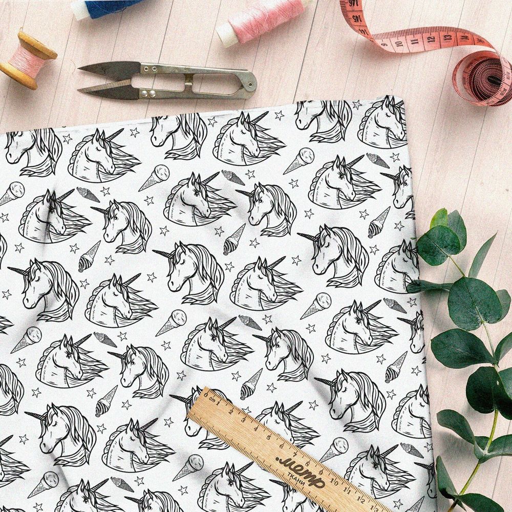 Ткань муслин единороги