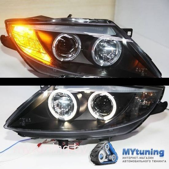 Передние фары angel eyes black для BMW Z4 E85 E86