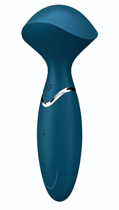 Синий вибромассажер Mini Wand-er - 16 см. (Цвет: синий)