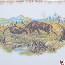 Блюдо квадратное на ножке Queen's Crown Aristokrat Охота бежевая 45*25см