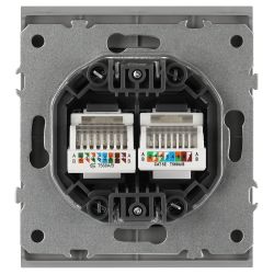 Розетка ЭРА Arktik 16-3108-03 информационная двойная 2XRJ45 алюминий | Эра Arktik