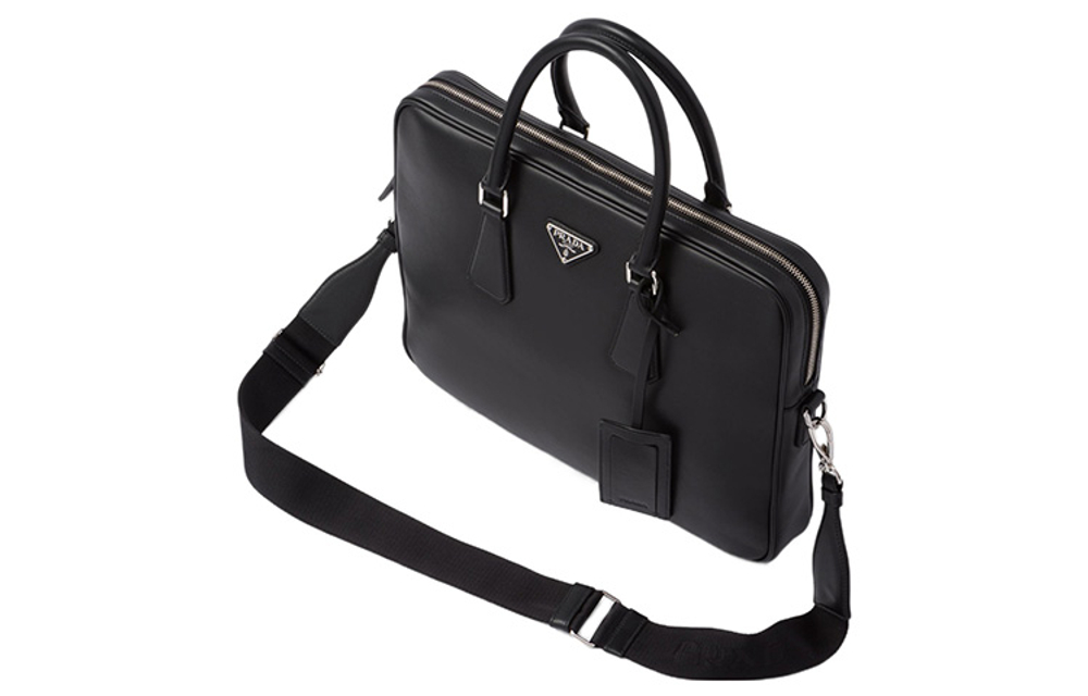 PRADA Saffiano Leather Briefcase Men"s Black