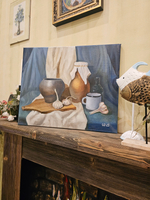 Картина авторская маслом на холсте 33х41 см на стену для интерьера "Деревенский натюрморт"