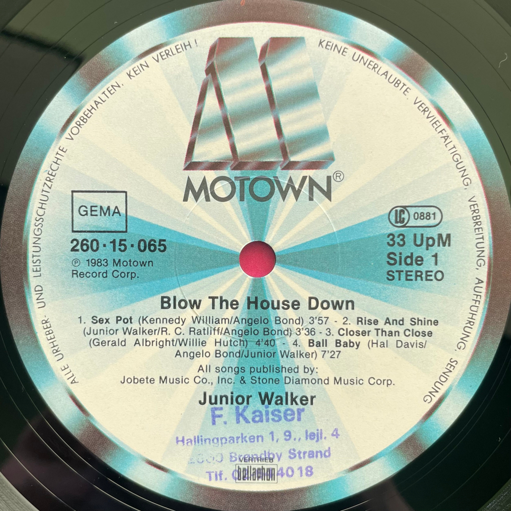 Junior Walker ‎– Blow The House Down (Германия 1983г.)
