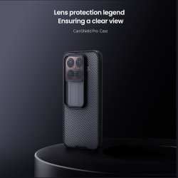 Чехол тонированный с защитной шторкой для камеры на Xiaomi 15T Pro, серия CamShield Pro Case (Transparent black) от Nillkin