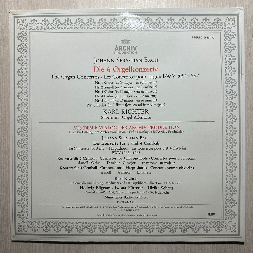 Бах, Рихтер - 6 органных концертов, BWV 59-597 (Германия 1974г.)