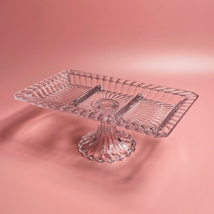 Lenardi 588-699 Прямоугольная менажница 32х18,5х12см на ножке в под.уп.(х6)Стекло