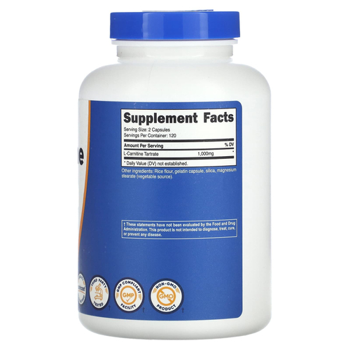 Nutricost, L-карнитина тартрат, 1000 мг, 240 капсул (500 мг в 1 капсуле)