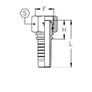 Фитинг DN 06 BSP (Г) 1/4 (90) (накидная гайка, o-ring)