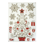 Наклейка новогодняя 22*37 см, 4 вида микс , пакет