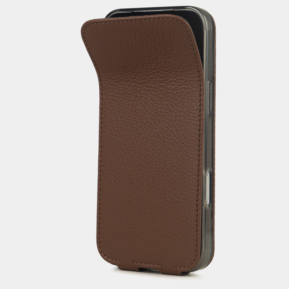 Кожаный чехол для iPhone 17 Pro, теленок цвета шоколад
