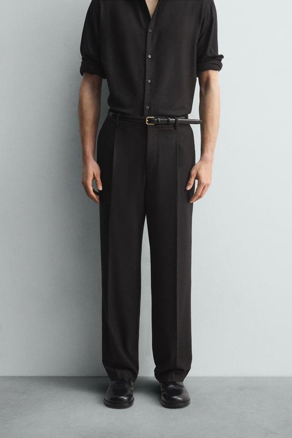 ZARA БРЮКИ ИЗ СМЕСОВОЙ ШЕРСТИ С ЗАЩИПАМИ — LIMITED EDITION, КОРИЧНЕВЫЙ