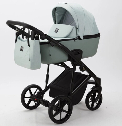 Детская коляска Adamex Mobi 2 в 1 M-PS25 Серо-зеленый, Кожа