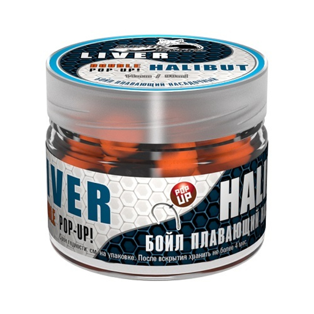 Бойлы насад. плав. двух цв. Sonik Baits LIVER-HALIBUT Fluo Pop-ups 14мм 90мл