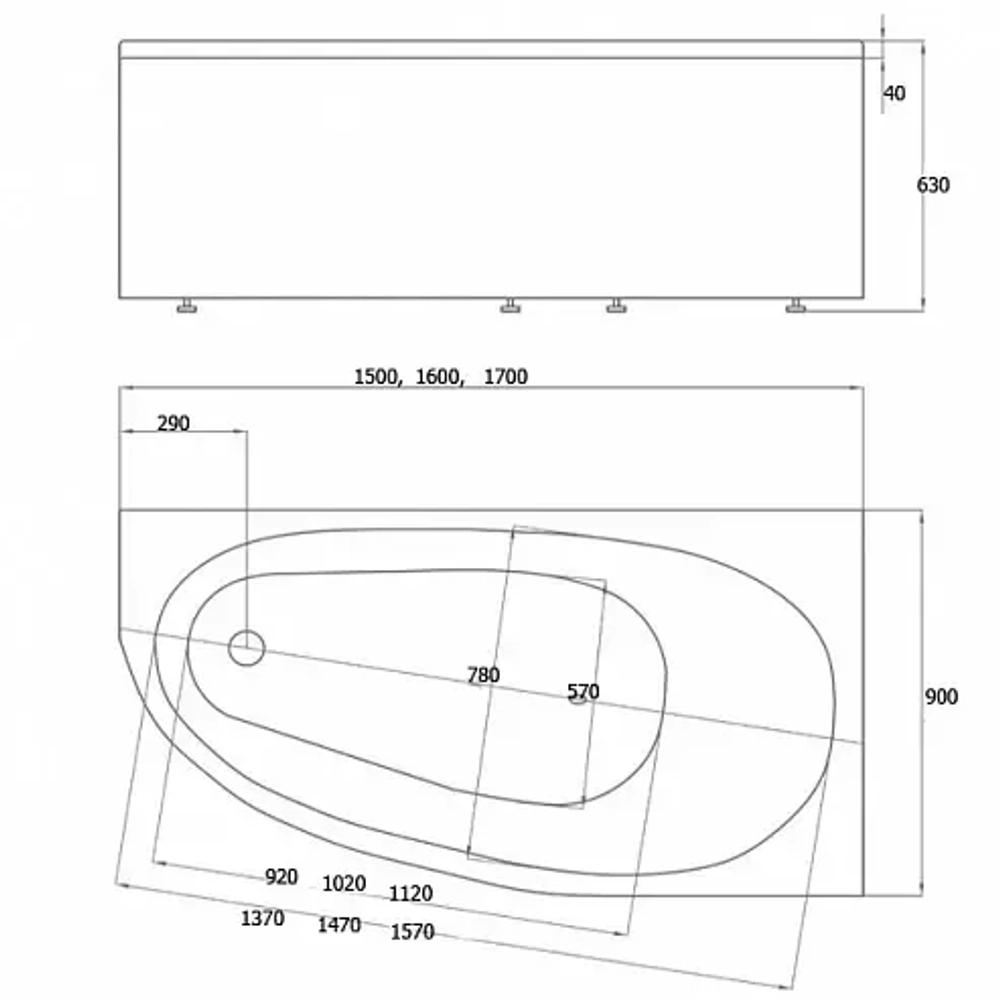 Акриловая ванна Aquatek Дива 150x90 DIV150-0000002 правая