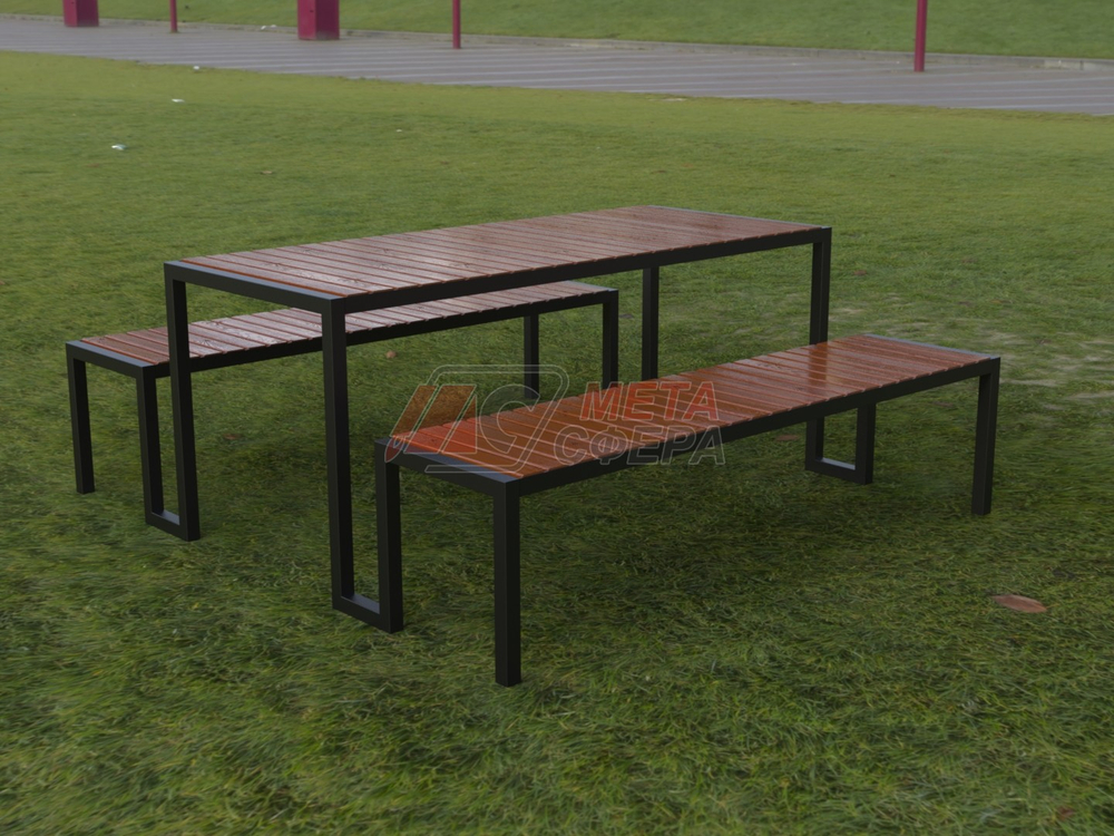 Стол уличный с лавками LÅNGBORDET Прямой