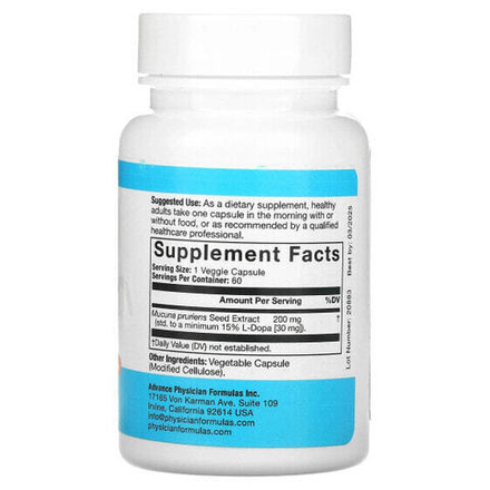 Аюрведа Advance Physician Formulas, Inc., Мукуна жгучая, 200 мг, 60 капсул