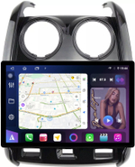 Магнитола для Renault Duster 1 2015-2020, Lada Largus 2021+ (мультируль/джойстик, рамка большая глянец) - FarCar BX877 монитор 13" 2K QLED на Android 13, TS10, 6+128, CarPlay, 4G SIM-слот