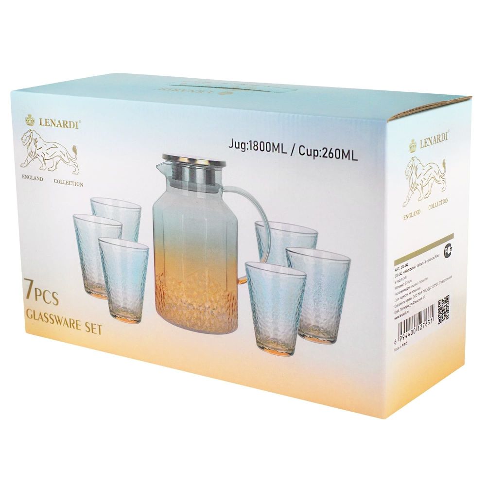 Lenardi 200-043 Набор графин 1800мл и 6 стаканов 260мл в под.уп.(х8) Стекло