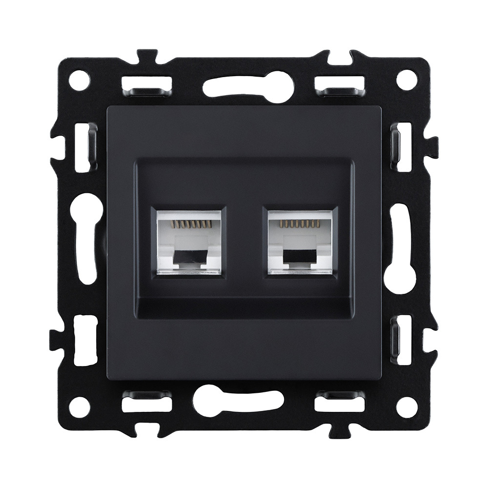Розетка двойная Ethernet RJ45 Cat.6, черный Kollinger Asthetik AS-018BK