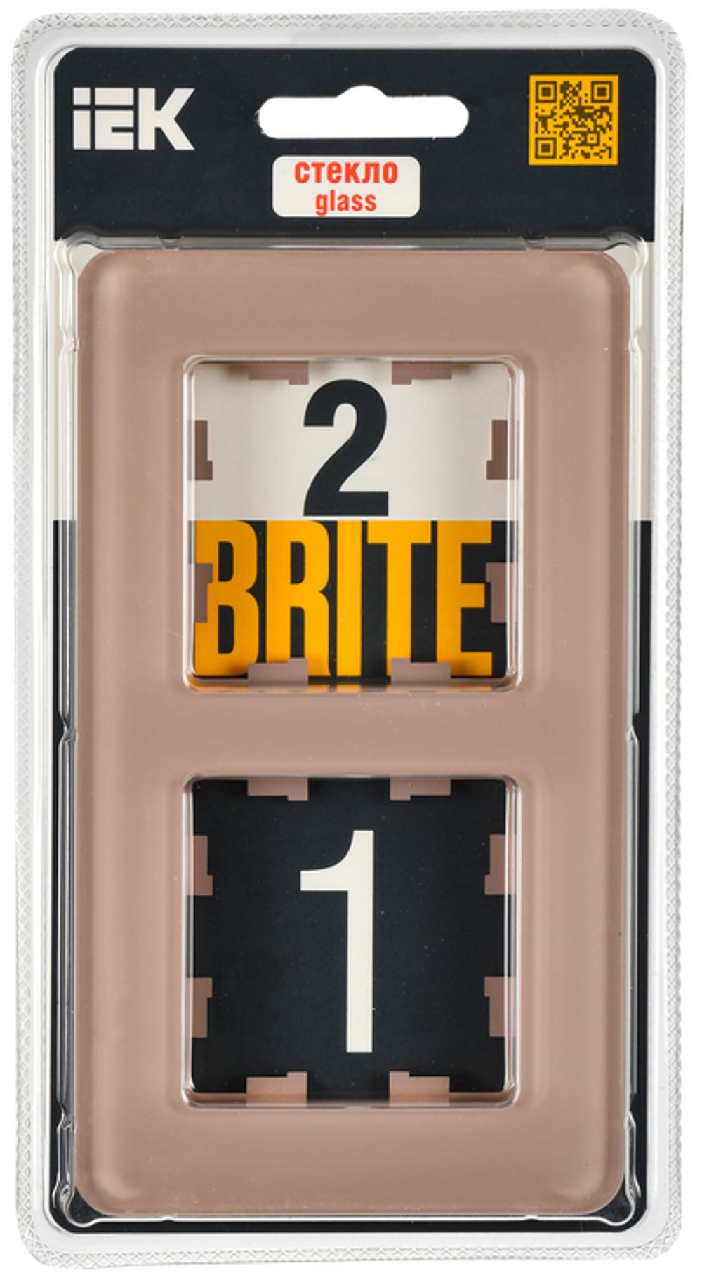 BRITE Рамка 2-местная РУ-2-2-Бр стекло дымчатый RE IEK