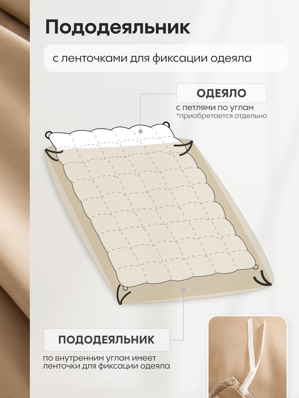 КПБ Однотонный Сатин Элитный на резинке OCER005, Евро, 4 наволочки, простынь 140*200*30