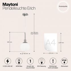 Подвесной светильник Maytoni Erich MOD221-PL-01-G