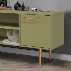 Тумба под ТВ Арт Колор matte 155см Стайл Голд Зеленая олива матовая