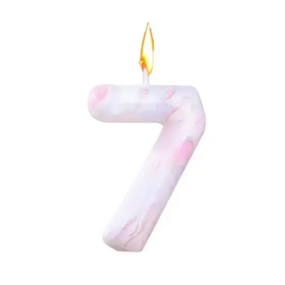 Свеча в торт "Белый мрамор", цифра "7", 8 см