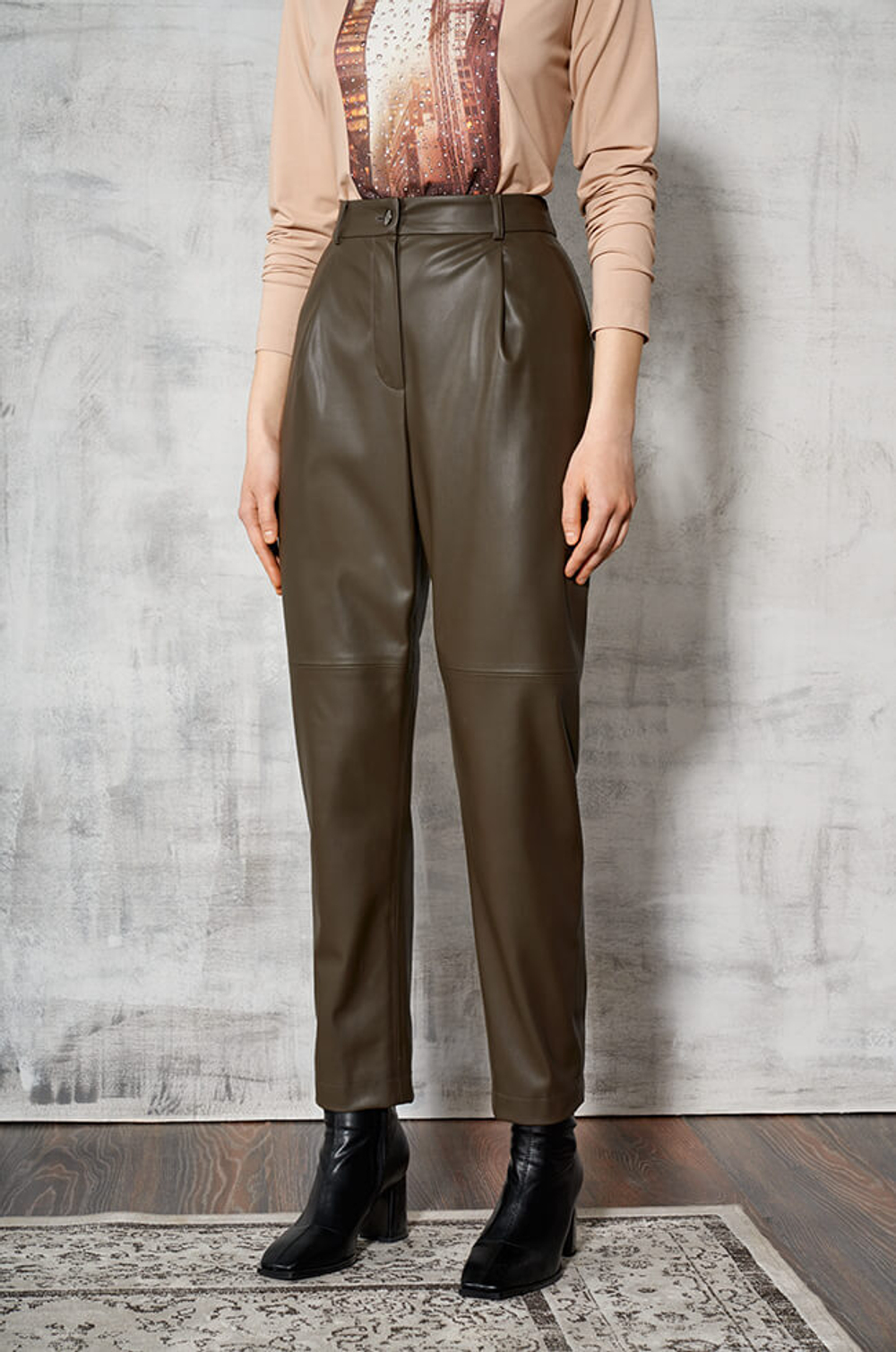 3848 Брюки женские (темно-оливковый)