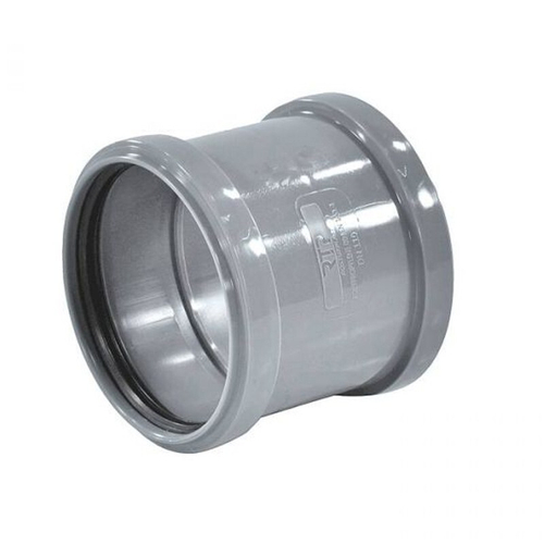 Муфта ПП (полипропилен) для канализации Дн 50 двухраструбная (соединительная, с упором), с уплотнительными кольцами, Ростурпласт