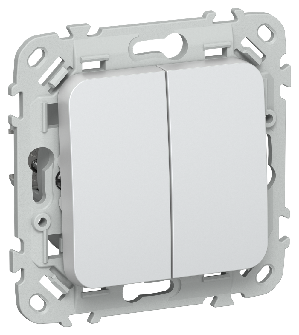 FLITE Выключатель 2-клавишный кнопочный проходной 10А ВС62-2-0-ФлЖ жемчуг IEK