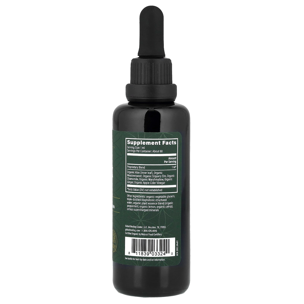 Global Healing, Raw Herbal Extract ™, средство для снятия кислотного рефлюкса, 59,2 мл (2 жидк. Унции)