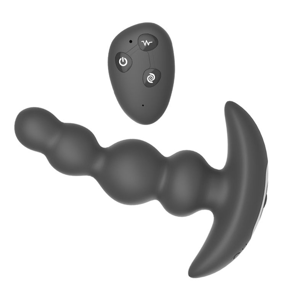 Черная виброёлочка с ротацией и пультом ДУ Luke - 13,3 см. (Цвет: черный)