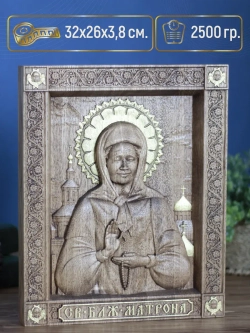 Матрона Московская, икона из дерева (ясень), 32х26х3,8 см