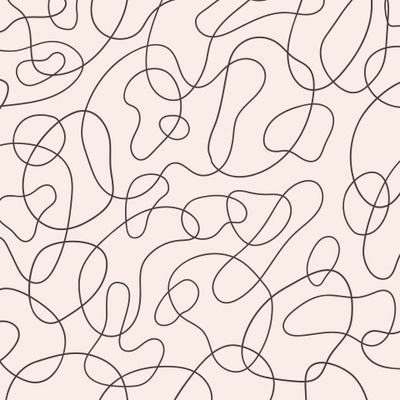 Stylish abstract seamless pattern with brown geometric tangled lines on pastel background