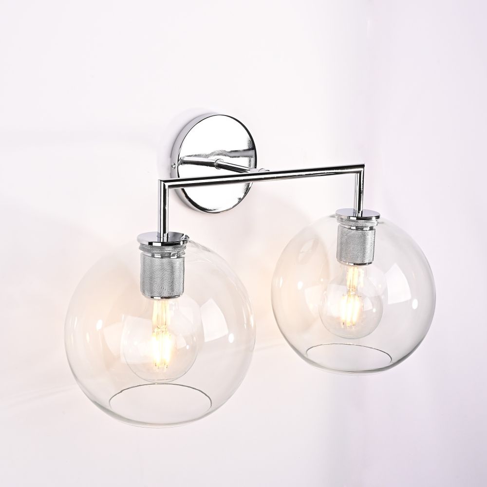 Бра Rh Utilitaire Globe Shade Double Sconce Silver By Imperiumloft