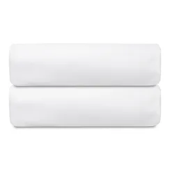 Простыня на резинке из плотного сатина белого цвета из коллекции essential, 180х200х30 см