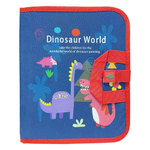 Папка для рисования со стирающимися фломастерами А4, 6 поверхностей на молнии, 3 маркера и 2 салфетки в комплекте, для мальчика, с динозавриками