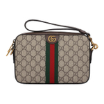GUCCI Ophidia Canvas With Leather Trim Camera Bag, Crossbody Bag, Shoulder Bag Regular Unisex Ebony & Brown