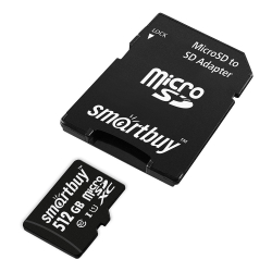 Карта памяти Micro SecureDigital 512GB Smartbuy Class10 UHS (с адаптером SD) (SB512GBSDCL10-01)