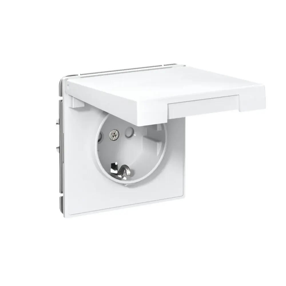 ARTGALLERY РОЗЕТКА с заземл. со шторк. с крышк., 16А, IP20, механизм, быстрозажим. клем., БЕЛЫЙ