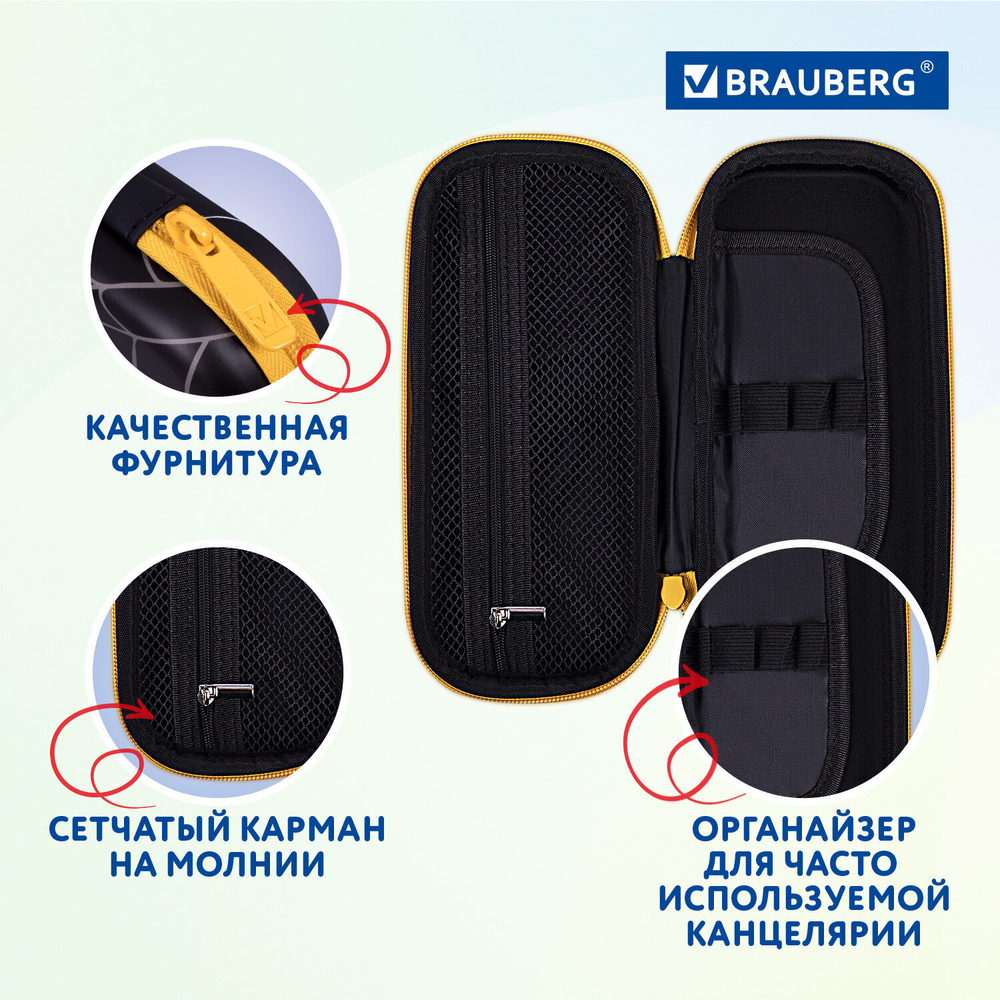 Пенал BRAUBERG 1 отделение 1 откидная планка EVA 22х10х5 см "Venomous spider" (2 штуки в упаковке)