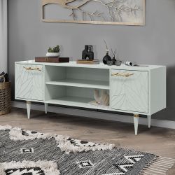 Тумба под ТВ Арт Колор leaves 155см Классик Голд Серый дым