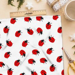 Ткань кулирная гладь божьи коровки
