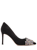 Женские замшевые туфли черные с камнями