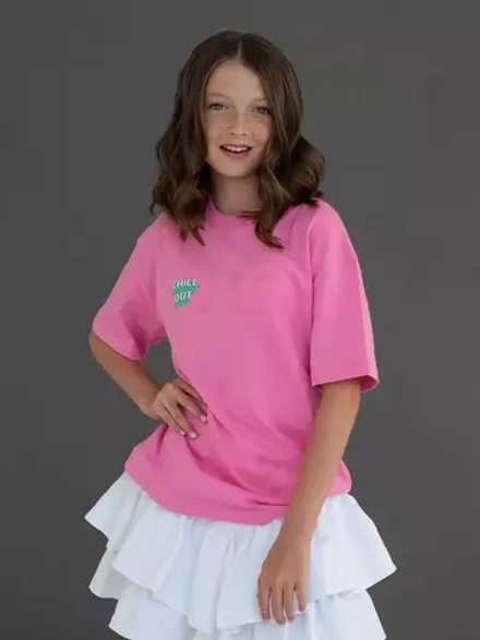 Хлопковая футболка детская оверсайз с принтом